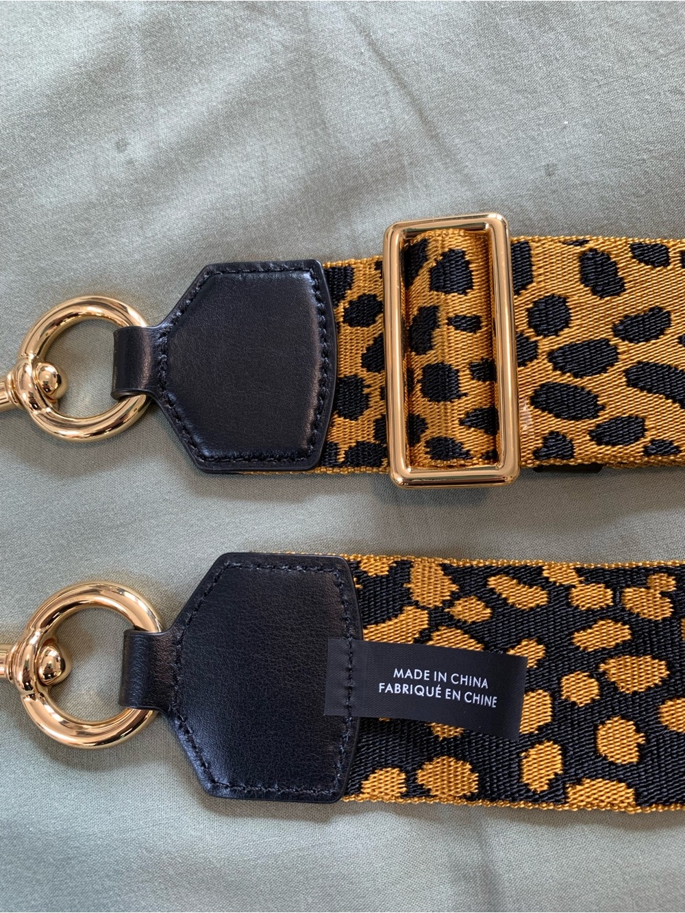 Leopard Print Shoulder Strap with Gold Hardware - Women Accessories 36 to 54 in - Picture 5 of 7